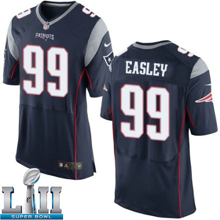 Mens Nike New England Patriots Super Bowl LII 99 Dominique Easley Elite Navy Blue Team Color NFL Jersey