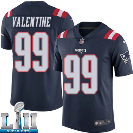 Mens Nike New England Patriots Super Bowl LII 99 Vincent Valentine Elite Navy Blue Rush NFL Jersey