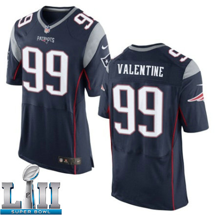 Mens Nike New England Patriots Super Bowl LII 99 Vincent Valentine Elite Navy Blue Team Color NFL Jersey