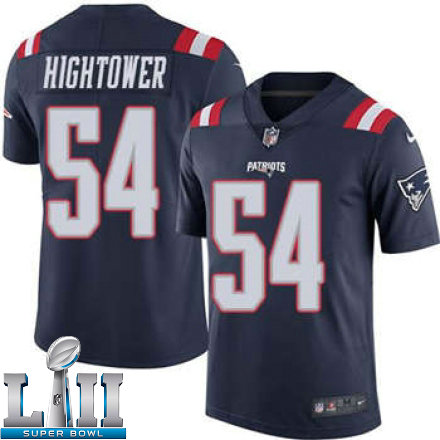 Mens Nike Patriots Super Bowl LII 54 Donta Hightower Navy Blue Stitched NFL Limited Rush Jersey