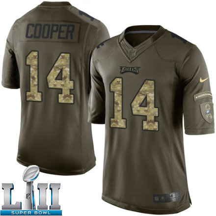 Mens Nike Philadelphia Eagles Super Bowl LII 14 Riley Cooper Limited Green Salute to Service NFL Jersey