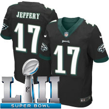 Mens Nike Philadelphia Eagles Super Bowl LII 17 Alshon Jeffery Elite Black Alternate NFL Jersey