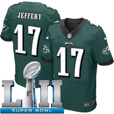 Mens Nike Philadelphia Eagles Super Bowl LII 17 Alshon Jeffery Elite Midnight Green Team Color NFL Jersey