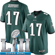 Mens Nike Philadelphia Eagles Super Bowl LII 17 Alshon Jeffery Limited Midnight Green Team Color NFL Jersey