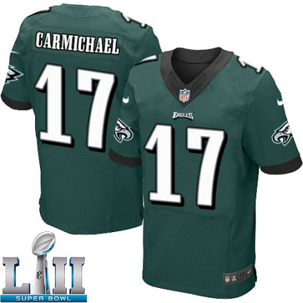 Mens Nike Philadelphia Eagles Super Bowl LII 17 Harold Carmichael Elite Midnight Green Team Color NFL Jersey