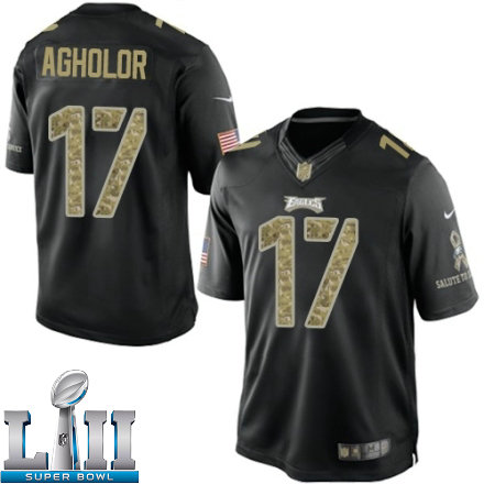 Mens Nike Philadelphia Eagles Super Bowl LII 17 Nelson Agholor Limited Black Salute to Service NFL Jersey