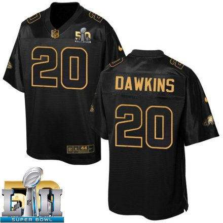 Mens Nike Philadelphia Eagles Super Bowl LII 20 Brian Dawkins Elite Black Pro Line Gold Collection NFL Jersey