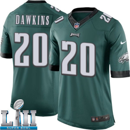 Mens Nike Philadelphia Eagles Super Bowl LII 20 Brian Dawkins Limited Midnight Green Team Color NFL Jersey