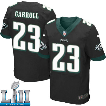 Mens Nike Philadelphia Eagles Super Bowl LII 23 Nolan Carroll Elite Black Alternate NFL Jersey