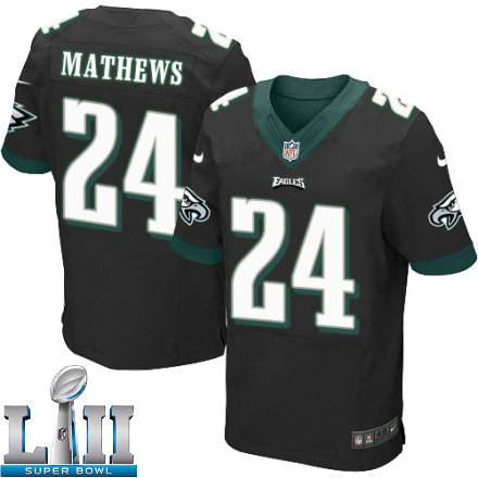 Mens Nike Philadelphia Eagles Super Bowl LII 24 Ryan Mathews Elite Black Alternate NFL Jersey