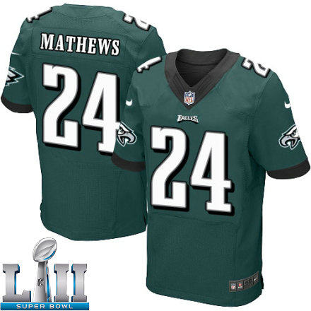 Mens Nike Philadelphia Eagles Super Bowl LII 24 Ryan Mathews Elite Midnight Green Team Color NFL Jersey