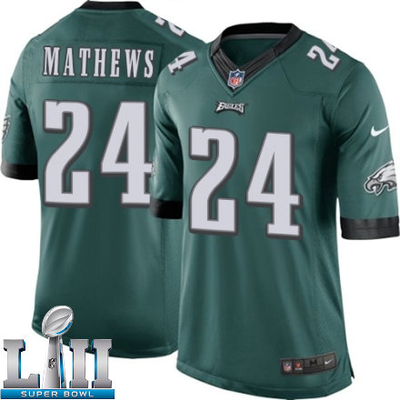 Mens Nike Philadelphia Eagles Super Bowl LII 24 Ryan Mathews Limited Midnight Green Team Color NFL Jersey