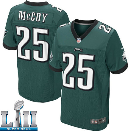 Mens Nike Philadelphia Eagles Super Bowl LII 25 LeSean McCoy Elite Midnight Green Team Color NFL Jersey