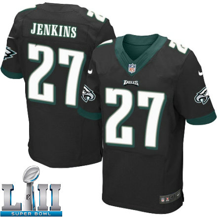 Mens Nike Philadelphia Eagles Super Bowl LII 27 Malcolm Jenkins Elite Black Alternate NFL Jersey