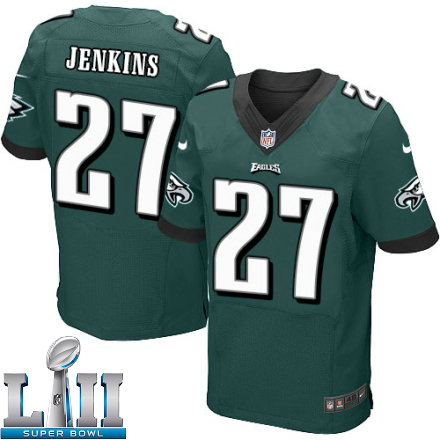 Mens Nike Philadelphia Eagles Super Bowl LII 27 Malcolm Jenkins Elite Midnight Green Team Color NFL Jersey