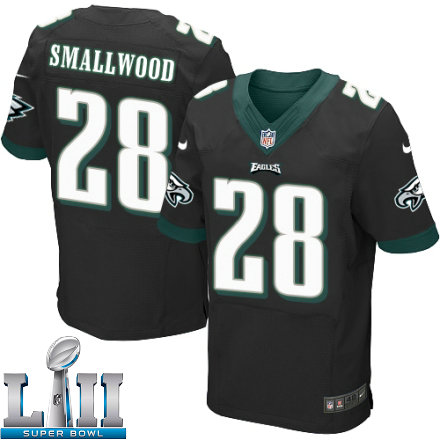 Mens Nike Philadelphia Eagles Super Bowl LII 28 Wendell Smallwood Elite Black Alternate NFL Jersey