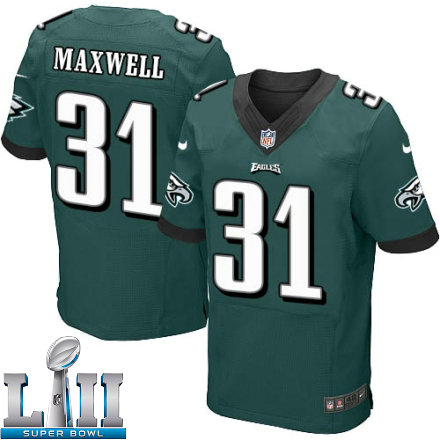 Mens Nike Philadelphia Eagles Super Bowl LII 31 Byron Maxwel Elite Midnight Green Team Color NFL Jersey