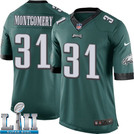 Mens Nike Philadelphia Eagles Super Bowl LII 31 Wilbert Montgomery Limited Midnight Green Team Color NFL Jersey