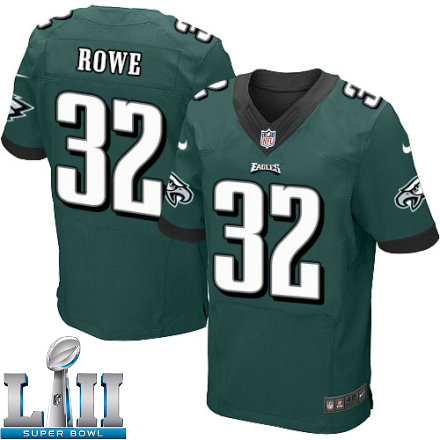 Mens Nike Philadelphia Eagles Super Bowl LII 32 Eric Rowe Elite Midnight Green Team Color NFL Jersey