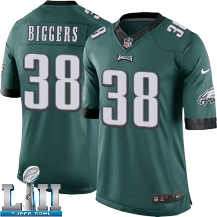 Mens Nike Philadelphia Eagles Super Bowl LII 38 EJ Biggers Limited Midnight Green Team Color NFL Jersey