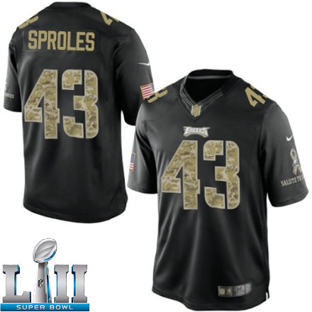 Mens Nike Philadelphia Eagles Super Bowl LII 43 Darren Sproles Elite Black Salute to Service NFL Jersey