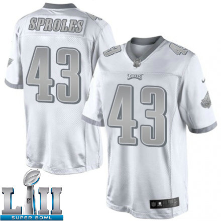 Mens Nike Philadelphia Eagles Super Bowl LII 43 Darren Sproles Elite White Platinum NFL Jersey