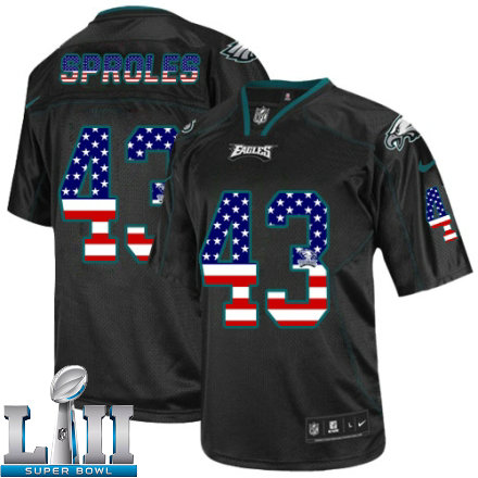 Mens Nike Philadelphia Eagles Super Bowl LII 43 Darren Sproles Limited Black USA Flag Fashion NFL Jersey