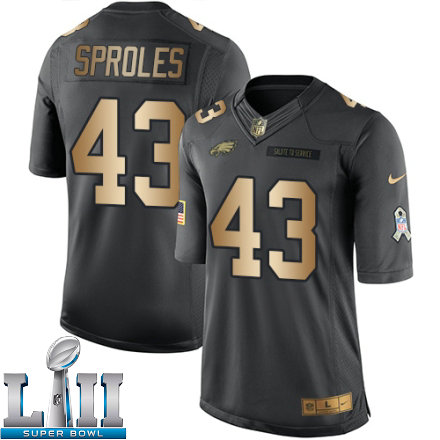 Mens Nike Philadelphia Eagles Super Bowl LII 43 Darren Sproles Limited BlackGold Salute to Service NFL Jersey