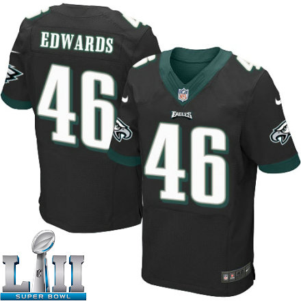 Mens Nike Philadelphia Eagles Super Bowl LII 46 Herman Edwards Elite Black Alternate NFL Jersey