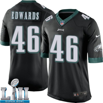 Mens Nike Philadelphia Eagles Super Bowl LII 46 Herman Edwards Limited Black Alternate NFL Jersey