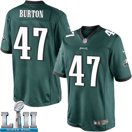 Mens Nike Philadelphia Eagles Super Bowl LII 47 Trey Burton Limited Midnight Green Team Color NFL Jersey
