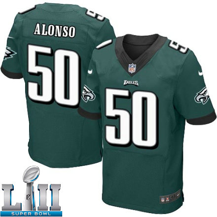 Mens Nike Philadelphia Eagles Super Bowl LII 50 Kiko Alonso Elite Midnight Green Team Color NFL Jersey