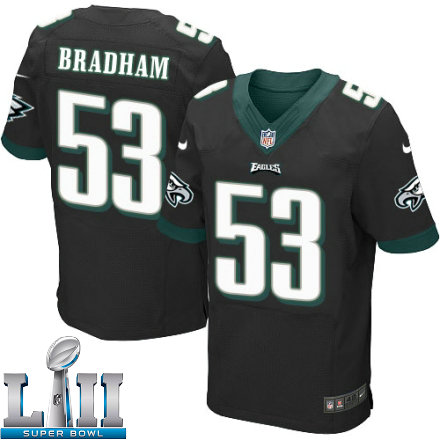 Mens Nike Philadelphia Eagles Super Bowl LII 53 Nigel Bradham Elite Black Alternate NFL Jersey