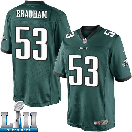 Mens Nike Philadelphia Eagles Super Bowl LII 53 Nigel Bradham Limited Midnight Green Team Color NFL Jersey