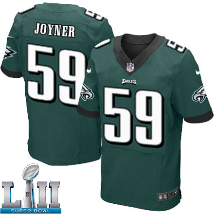 Mens Nike Philadelphia Eagles Super Bowl LII 59 Seth Joyner Elite Midnight Green Team Color NFL Jersey