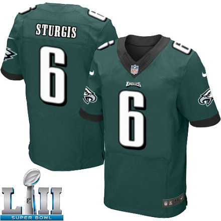 Mens Nike Philadelphia Eagles Super Bowl LII 6 Caleb Sturgis Elite Midnight Green Team Color NFL Jersey