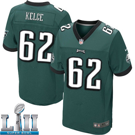 Mens Nike Philadelphia Eagles Super Bowl LII 62 Jason Kelce Elite Midnight Green Team Color NFL Jersey