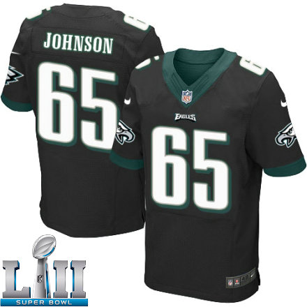 Mens Nike Philadelphia Eagles Super Bowl LII 65 Lane Johnson Elite Black Alternate NFL Jersey