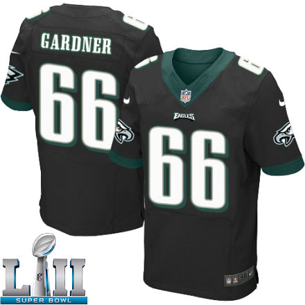 Mens Nike Philadelphia Eagles Super Bowl LII 66 Andrew Gardner Elite Black Alternate NFL Jersey
