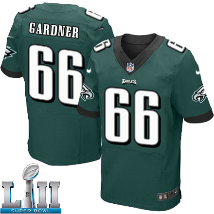Mens Nike Philadelphia Eagles Super Bowl LII 66 Andrew Gardner Elite Midnight Green Team Color NFL Jersey