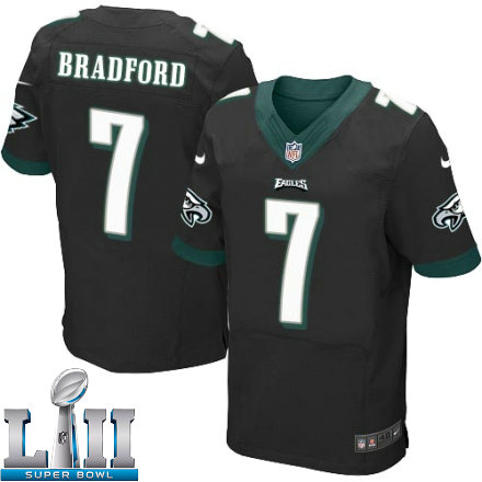 Mens Nike Philadelphia Eagles Super Bowl LII 7 Sam Bradford Elite Black Alternate NFL Jersey