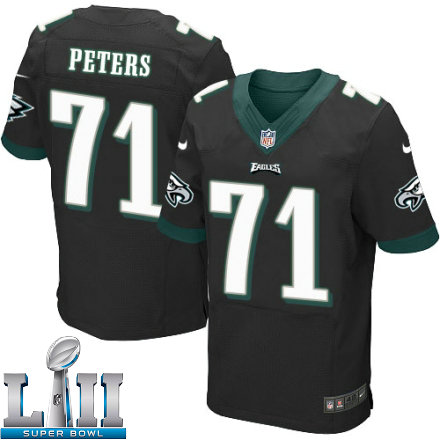 Mens Nike Philadelphia Eagles Super Bowl LII 71 Jason Peters Elite Black Alternate NFL Jersey