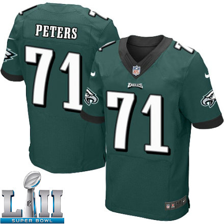 Mens Nike Philadelphia Eagles Super Bowl LII 71 Jason Peters Elite Midnight Green Team Color NFL Jersey