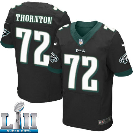 Mens Nike Philadelphia Eagles Super Bowl LII 72 Cedric Thornton Elite Black Alternate NFL Jersey