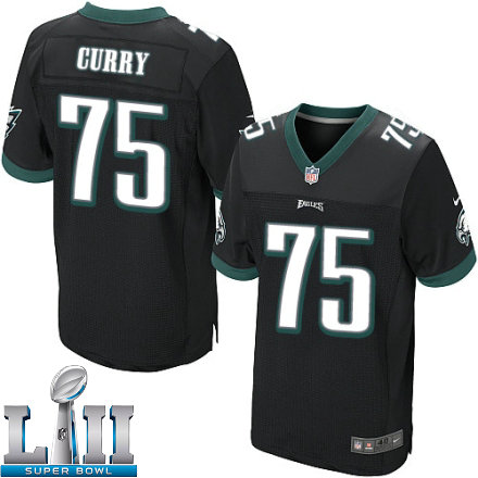 Mens Nike Philadelphia Eagles Super Bowl LII 75 Vinny Curry Elite Black Alternate NFL Jersey