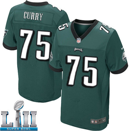 Mens Nike Philadelphia Eagles Super Bowl LII 75 Vinny Curry Elite Midnight Green Team Color NFL Jersey