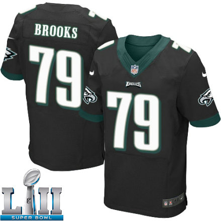Mens Nike Philadelphia Eagles Super Bowl LII 79 Brandon Brooks Elite Black Alternate NFL Jersey