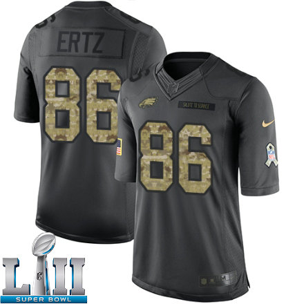 Mens Nike Philadelphia Eagles Super Bowl LII 86 Zach Ertz Limited Black 2016 Salute to Service NFL Jersey