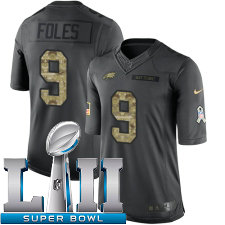 Mens Nike Philadelphia Eagles Super Bowl LII 9 Nick Foles Limited Black 2016 Salute to Service NFL Jersey