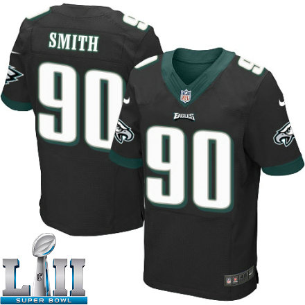Mens Nike Philadelphia Eagles Super Bowl LII 90 Marcus Smith Elite Black Alternate NFL Jersey